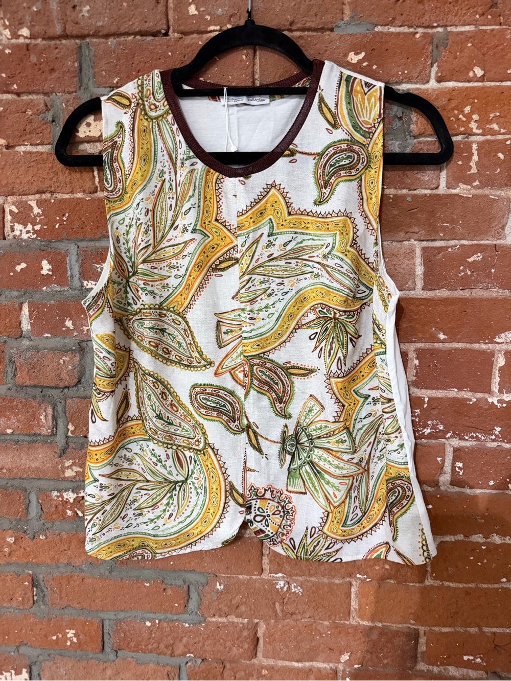 Zara Paisley-Print Sleeveless Tank Top